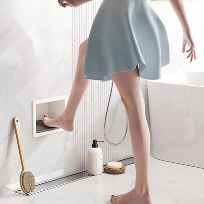 Qeke Shower Foot Rest for Shaving Legs, 304 Stainless Steel Footrest Niche with Shaving Holder, Recessed Shower Niche for Shaving Legs, Matte White