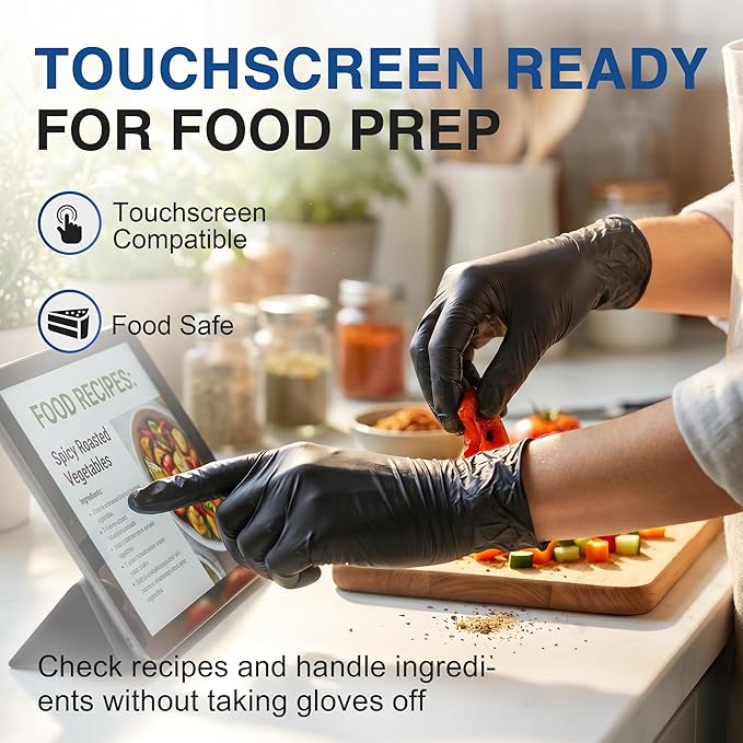 Schneider Medical Nitrile Exam Gloves, 4 Mil Black Gloves Disposable Latex Free Powder Free, Food Safe for Cooking, Food Prep
