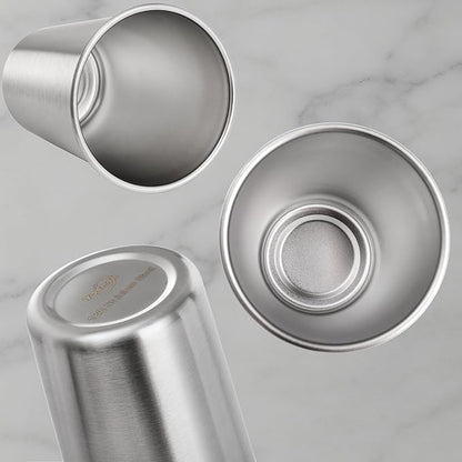 Tosnail 6 Pack Stainless Steel Pint Cups, 16 oz Metal Cups Unbreakable Drinking Glasses Water Tumblers for Kids, Adults Indoor and Outdoor Use, Silver