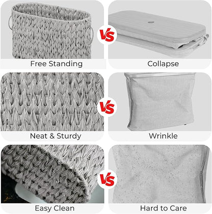 GRANNY SAYS Toilet Paper Storage, Toilet Paper Basket for Bathroom, 6 Mega Rolls Organizer Free Standing, Wicker Basket for Bathroom Storage, Grey