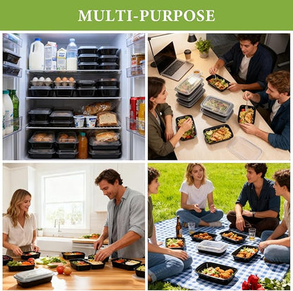 90 Pack 28 oz Disposable Containers with Lids, Meal Prep Containers，Sturdy Leakproof & Food Safe, Microwave, Freezer, Dishwasher Safe Food Storage Containers with Lids Easy Open