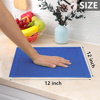 Homaxy 100% Cotton Waffle Weave Kitchen Dish Cloths, Ultra Soft Absorbent Quick Drying Dish Towels, 12 x 12 Inches, 24-Pack, Blueberry
