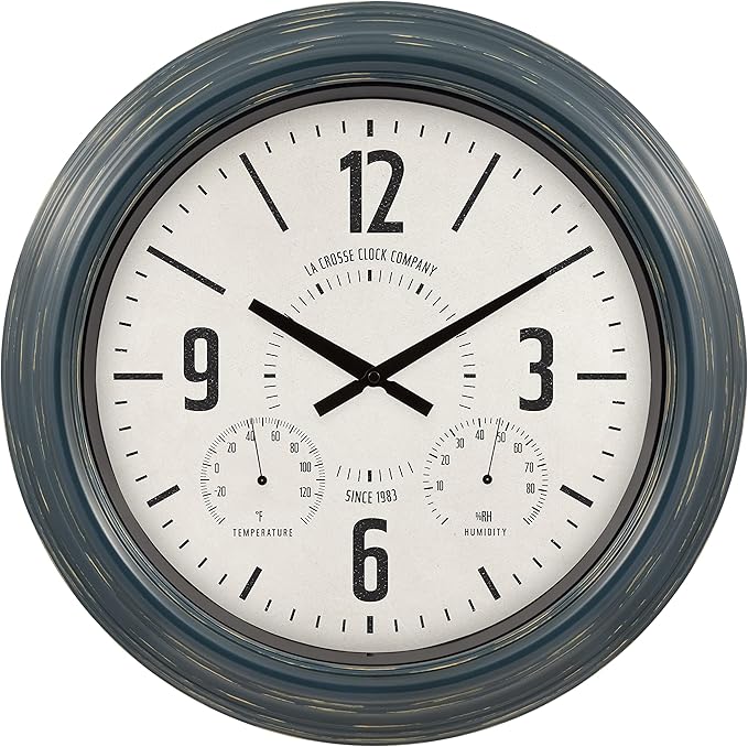La Crosse Clock 433-3838 18.4" Hamilton Indoor/Outdoor Metal Analog Quartz Clock