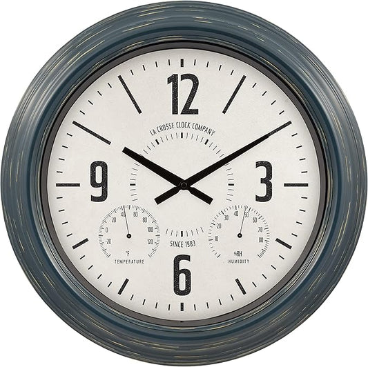 La Crosse Clock 433-3838 18.4" Hamilton Indoor/Outdoor Metal Analog Quartz Clock