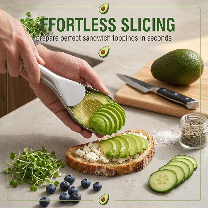 2-In-1 Avocado Slicer,Avocado Slicer Tool,Avocado Cutter,Multi-Function Avocado Tool,Avocado Knife,Efficient Avocado Saver,Dishwasher Safe,Well Made Stainless Tool For Slicing,Scooping,And Pit Removal