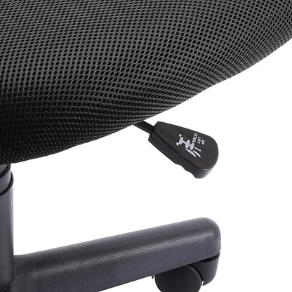 Amazon Basics Rolling Desk Chair, Adjustable, Low Back, Padded Seat, Breathable Mesh, Swivel, Black, 21.25" D x 22.5" W x 38" H