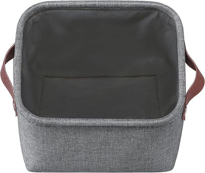 Kntiwiwo Small Fabric Storage Bins, 7.8x6.7x5.9 inch Mini Storage Cubes 4-Pack Storage Basket for Makeup Collapsible Fabric Storage Organizer with Handles, Decorative Basket for Desk, Shelves, Grey