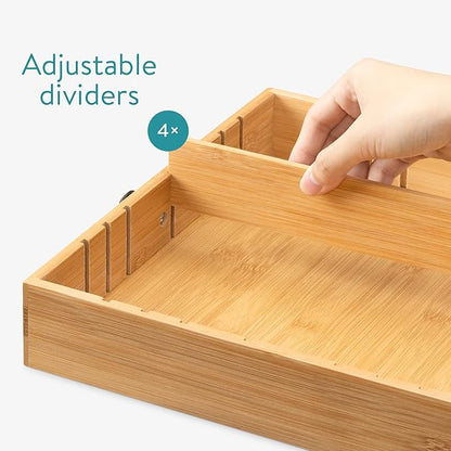 Navaris Bamboo Coffee Pod Drawer Organizer - Capsule Storage Holder Compatible with OriginalLine Capsules or Pods - 2 Drawers with Adjustable Dividers