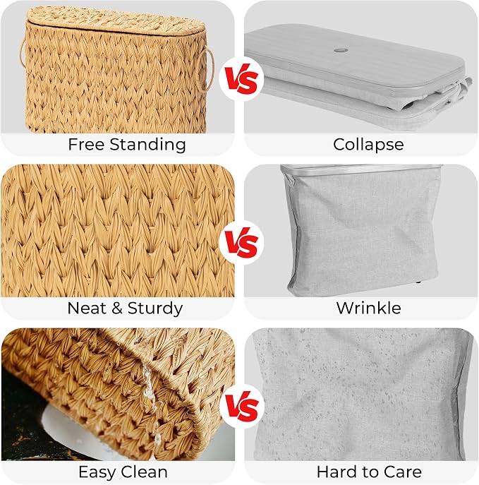 GRANNY SAYS Toilet Paper Storage Basket with Lid and Handle, Decorative Toilet Paper Holder, Waterproof Bathroom Organizers and Storage, Wicker Basket for Bathroom Storage