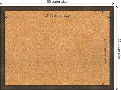 Amanti Art Natural Cork Board for Wall, 22x30 Vision Board with Brown Wood Frame, Medium Corkboard Office Decor for Home Organization, Casual Corkboard Pinboard to display items for home organization