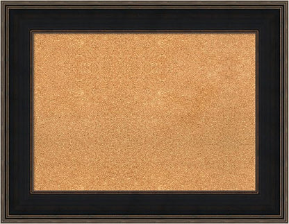 Amanti Art Natural Cork Board for Wall, 28x36 Vision Board with Brown Wood Frame, Medium Corkboard Office Decor for Home Organization, Casual Corkboard Pinboard to display items for home organization