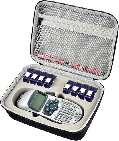 Hard EVA Carrying Case Compatible with DYMO LetraTag LT-100H Label Maker, Organizer for Label Machine & 8 Tape Refills, Shockproof Travel Storage with Mesh Pocket (Case Only)