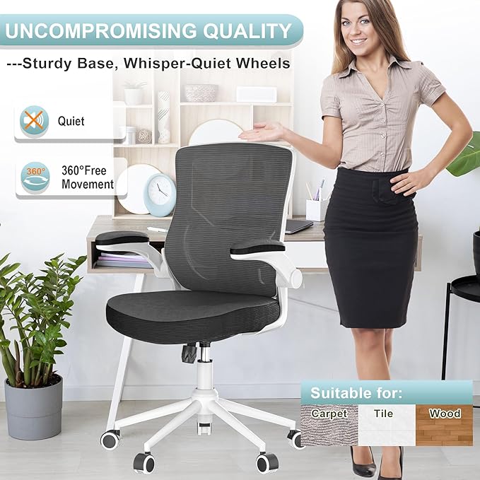 Office Chair, High Back Desk Chair Adjustable Height and Ergonomic Design Home Office Computer Chair, Executive Lumbar Support Padded Flip-up Armrest Office Chair