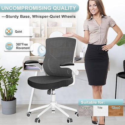 Office Chair, High Back Desk Chair Adjustable Height and Ergonomic Design Home Office Computer Chair, Executive Lumbar Support Padded Flip-up Armrest Office Chair