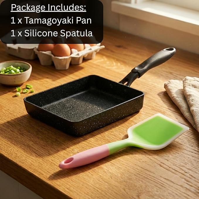 Tamagoyaki Pan - Japanese Omelette Pan Nonstick PFOA-Free - Japanese Egg Pan - Omelet Pan - Square Frying Pan Rolled Omelette Egg Roll - Tamago Skillet 7x6 All Stovetops