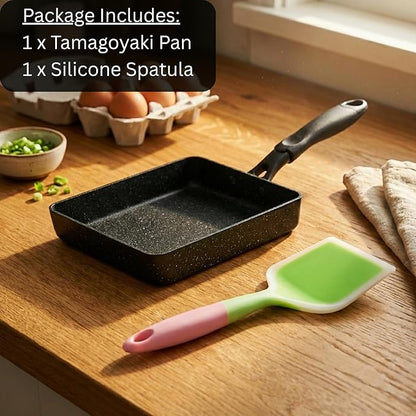 Tamagoyaki Pan - Japanese Omelette Pan Nonstick PFOA-Free - Japanese Egg Pan - Omelet Pan - Square Frying Pan Rolled Omelette Egg Roll - Tamago Skillet 7x6 All Stovetops