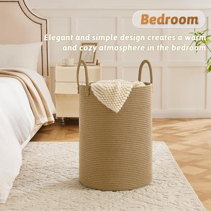 Artfeel Laundry Basket,Woven Cotton Rope Laundry Hamper,100L for Decorative Storage of Dirty Clothes,Toys and Blankets in Bathroom,Baby Room and Living Room