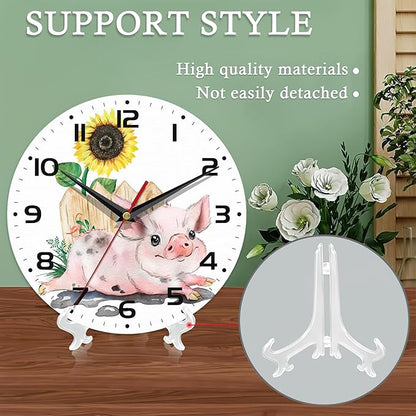 Wall Clock for Bathroom,Pink Pig Wall Clocks Silent Non-Ticking Battery Operated Clock 10 Inch,Sunflower Wall Clocks Decorative for Living Room,Kitchen,Office