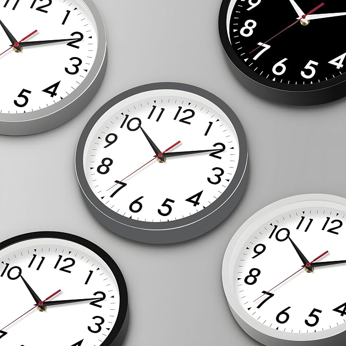 DAXSMY Wall Clock Small Analog 8 Inch Silent Non Ticking Battery Operated Modern Simple Decorative for Kitchen Office Bedroom Bathroom Living Room(Gray)