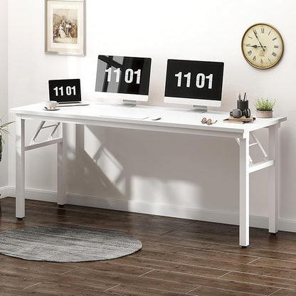 Need Folding Computer Desk, Large 60 inches Folding Table for Home Office, No Install Needed Foldable Writing Table Desk, White