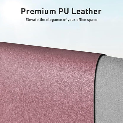 Leather Desk Pad Protector,Mouse Pad,Office Desk Mat,Non-Slip PU Leather Desk Blotter,Laptop Desk Pad,Waterproof Desk Writing Pad for Office and Home (Dark Pink,23.6" x 13.7")