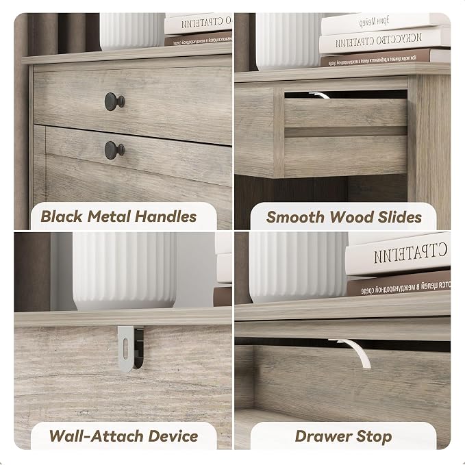 FTZxHKLX Shoe Cabinet with 2 Flip Drawers, Narrow Freestanding Shoe Storage Organizer, Slim Wooden Hidden Shoe Rack for Front Door Entrance, Closet, Hallway, Living Room, Rustic Gray