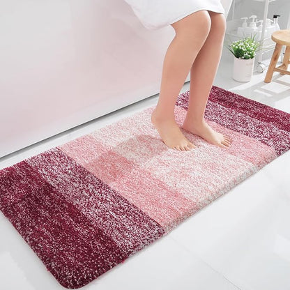 OLANLY Bathroom Runner Rugs Mat 47x24, Extra Soft Absorbent Microfiber Bath Rugs, Rubber Backing, Quick Dry, Washable Long Bath Mats for Bathroom Floor, Tub and Shower, Home Decor Accessories, Red