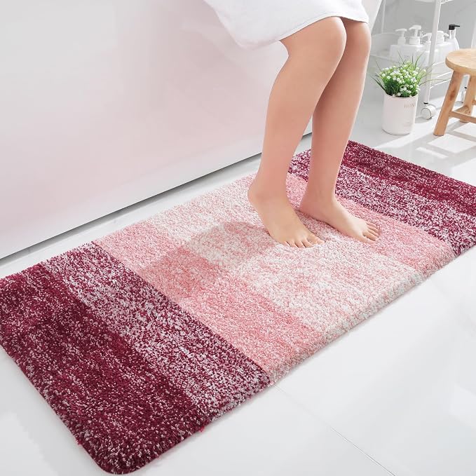 OLANLY Large Bathroom Rugs Mat 45x27, Extra Soft Absorbent Microfiber Bath Rugs, Rubber Backing, Quick Dry, Machine Washable Bath Mats for Bathroom Floor, Tub and Shower, Home Decor Accessories, Red