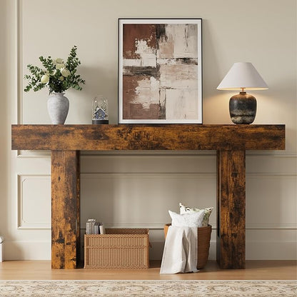 63 Inches Long Console Table for Entryway with Drawers, Wooden Sofa Table Behind Couch, Entry Table for Living Room, Foyer, Hallway, Rustic Brown