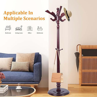 Coat Rack Freestanding Heavy Duty, Coat Hanger Stand Height 71’’ with Hooks, Coat Tree Freestanding Hat Rack Stand for Entrance, Office, Living Room, Bedroom, Corridor