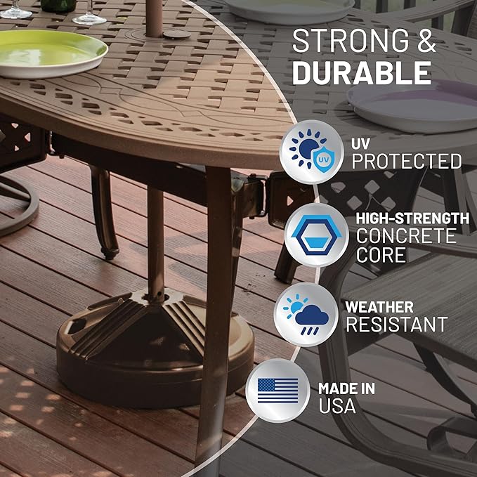 US Weight Durable 50 Pound Fillable Umbrella Base Designed to be Used with a Patio Table