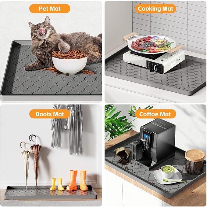 Winisok Silicone Under Sink Mat 31" x 22", kitchen Essentials and Gadgets, Shelf liner and Cabinet Protector, Home Organizers and Storage, Waterproof Bathroom Tray