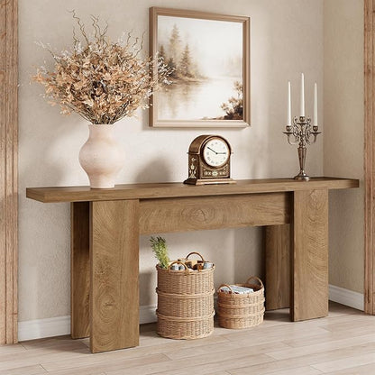 70.9-Inch Long Console Table for Entryway, Wooden Sofa Table Narrow Behind Couch Rectangular, Farmhouse Accent Foyer Entry Tables for Living Room, Entrance, Hallway, Natural Oak Brown