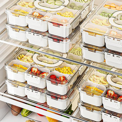 2Pcs Snackle Box Container, Divided Serving Tray with Lid and Handle, Snack Box Container Food Platter Charcuterie for Party, Veggies, Snack, Fruit, Nuts, Entertaining, Picnic, LARGER SIZE
