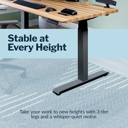 Vari ComfortEdge 48x30 Inch Electric Standing Desk – Height Adjustable Sit Stand VariDesk with Memory Presets, Sloped Edge, 220 LB Capacity + Tool-Free Assembly (Butcher Block)