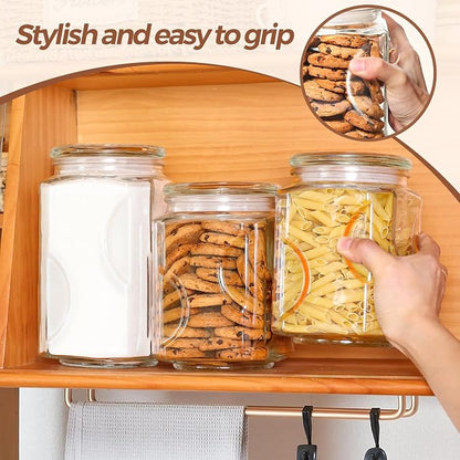 ComSaf 78oz Large Glass Storage Container with Airtight Lid, Thick Square Flour and Sugar Jar for Pantry Organization, Wide Mouth Glass Canister for Rice, Pasta, Cereal, Laundry Detergent