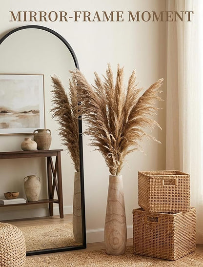 Hanobe Wooden Tall Floor Vase: 22 Inch Decorative Vases for Pampas Grass Large Vase for Boho Rustic Farmhouse Living Room Bedroom Hallway Corner Neutral Home Decor