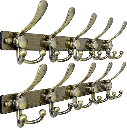 Dseap Coat Rack Wall Mount 2.0 Pro: Heavy Duty 300% Thicker, 16" Stud Mount, Stainless Steel Wall Coat Hooks Hanger for Clothes Jackets Hats Entryway Closet, MaxStrong, Antique Bronze, Pack of 2