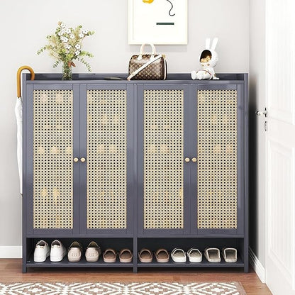 7-Tier Bamboo Shoe Cabinet,Shoe Storage Cabinet with Doors, 36-40 Pairs Freestanding Shoes Cabinet Organizer, Large Shoe Cabinet for Entryway, Hallway, Living Room