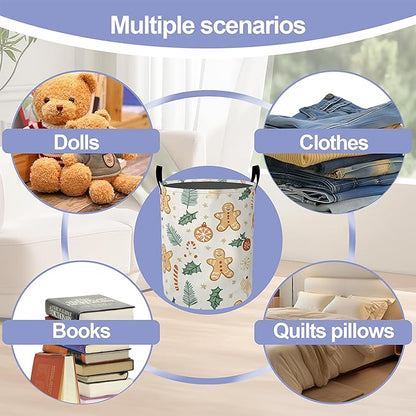 Laundry Basket-Cute Gingerbread Man Foldable Waterproof Oxford Cloth Funny Tote Bag Laundry Hamper Clothes Storage Bucket Organizer For Bathroom/Laundry Storage/Bedroom Storage Basket