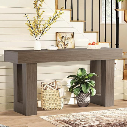 Grepatio 63 Inch Entryway Console Table, Rustic Narrow Sofa Table, Wood Long Console Table, Farmhouse Entry Way Table, Behind Couch Tables for Entrance, Hallway, Living Room (Grey Brown)
