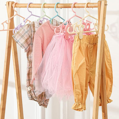 Hsei 5/10/40 Pack Baby Hangers with 10/20/80 Clips, Plastic Kids Pants Hangers for Nursery Closet Top and Bottom Clothes Hanger Set for Newborn Infant Toddler(180 Packs Total,Macaron Color,10.6 Inch)