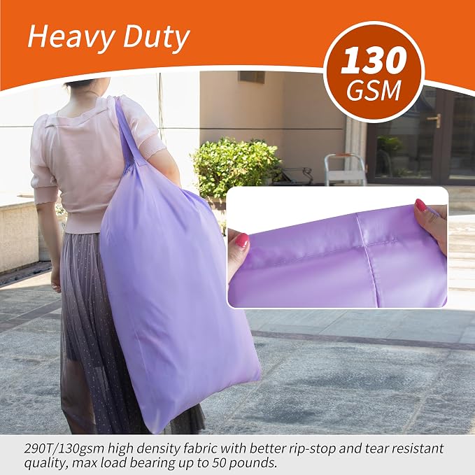 Polecasa 2 Pack Extra Heavy-Duty Laundry Bag 28x36”- Machine Washable Large Storage Bag with Reinforced Handles & Drawstring Closure & ID Tag for College Dorm Travel -Purple