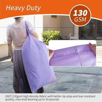 Polecasa 2 Pack Extra Heavy-Duty Laundry Bag 28x36”- Machine Washable Large Storage Bag with Reinforced Handles & Drawstring Closure & ID Tag for College Dorm Travel -Purple