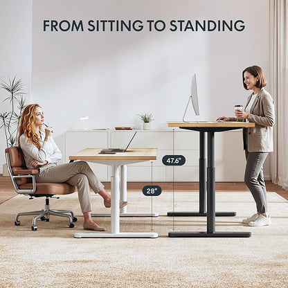 FLEXISPOT Bamboo Electric Standing Desk with Elegant Oval Legs, 55"x28" Height Adjustable Desk for Home Office & Living Spaces, Black Frame