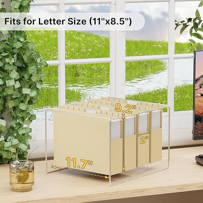 XINGIA Wheat Straw Extra Capacity Hanging File Folder,Letter Size 2 Inch Expanding Plastic File Cabinet Folders,Heavy Duty Hang Folders with Tabs,Accordian Pocket for File Frame Box(Morandi Yellow)