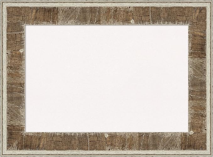 Amanti Art White Cork Board for Wall, 17x23 Vision Board with Brown Wood Frame, Small Corkboard Office Decor for Home Organization, Country Rustic Corkboard Pinboard to Display Items for Home
