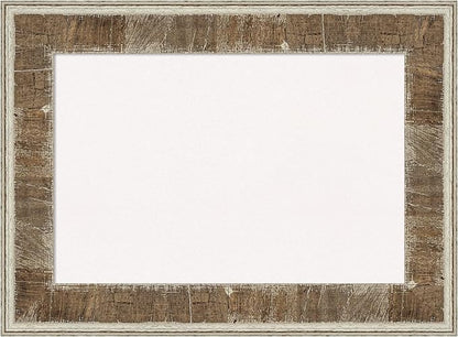 Amanti Art White Cork Board for Wall, 17x23 Vision Board with Brown Wood Frame, Small Corkboard Office Decor for Home Organization, Country Rustic Corkboard Pinboard to Display Items for Home