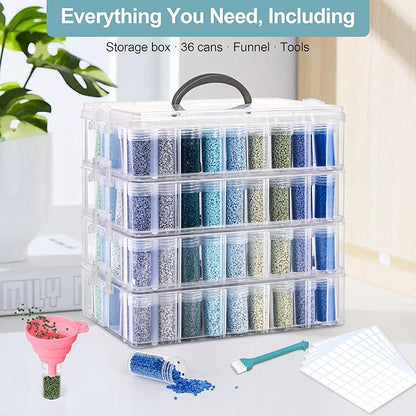 MERATIA Diamond Painting Storage Container, 4-Tier Bead Organizer Box with 200 Slots, Stackable Crafts Organizers for DIY Diamond Art Accessories Craft Jewelry Bead Storage