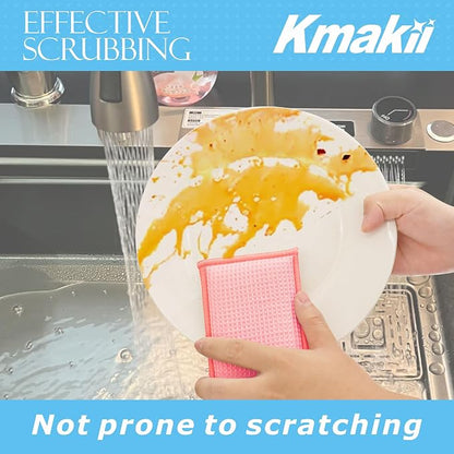 KMAKII Bamboo Kitchen Sponges Dish Sponge Super Absorbent Natural Dish Sponges, Red, Pack of 6